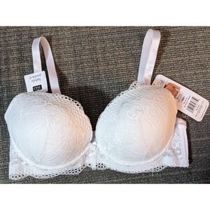 Rene Rofe White Lace Bra Padded Underwire 36D Full Coverage Removable Straps New